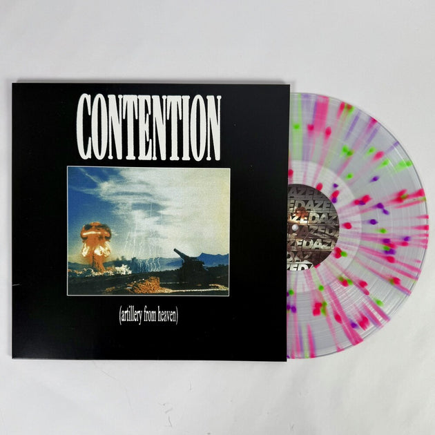 the album cover for Contention - Artillery From Heaven - Neon Splatter [Colored Vinyl]