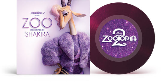 the album cover for Shakira - Zoo (From Zootopia 2) - O.S.T. [Purple Translucent Glitter Vinyl]