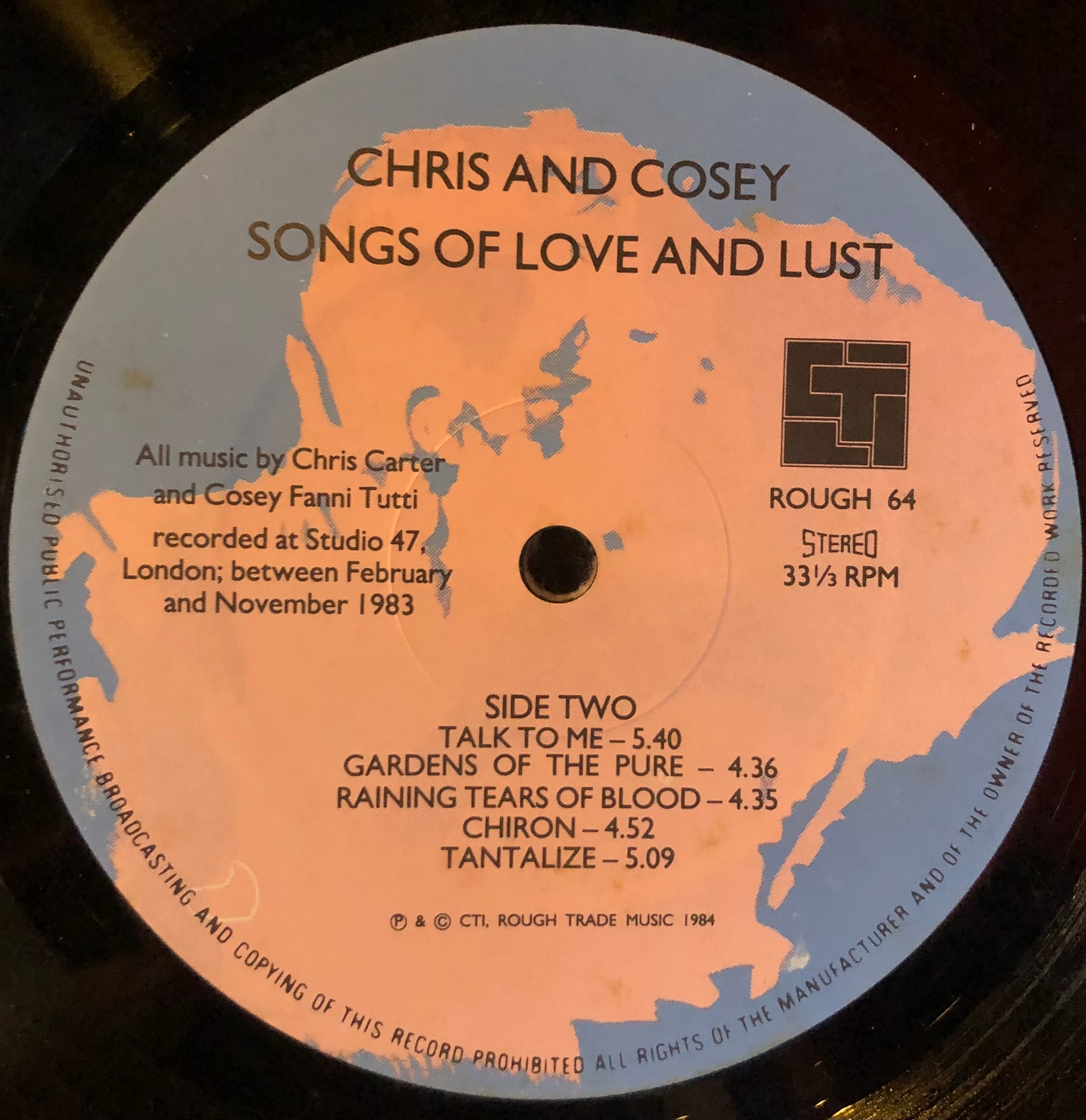 LP] Chris & Cosey - Songs Of Love & Lust クリス＆コージー， 84年